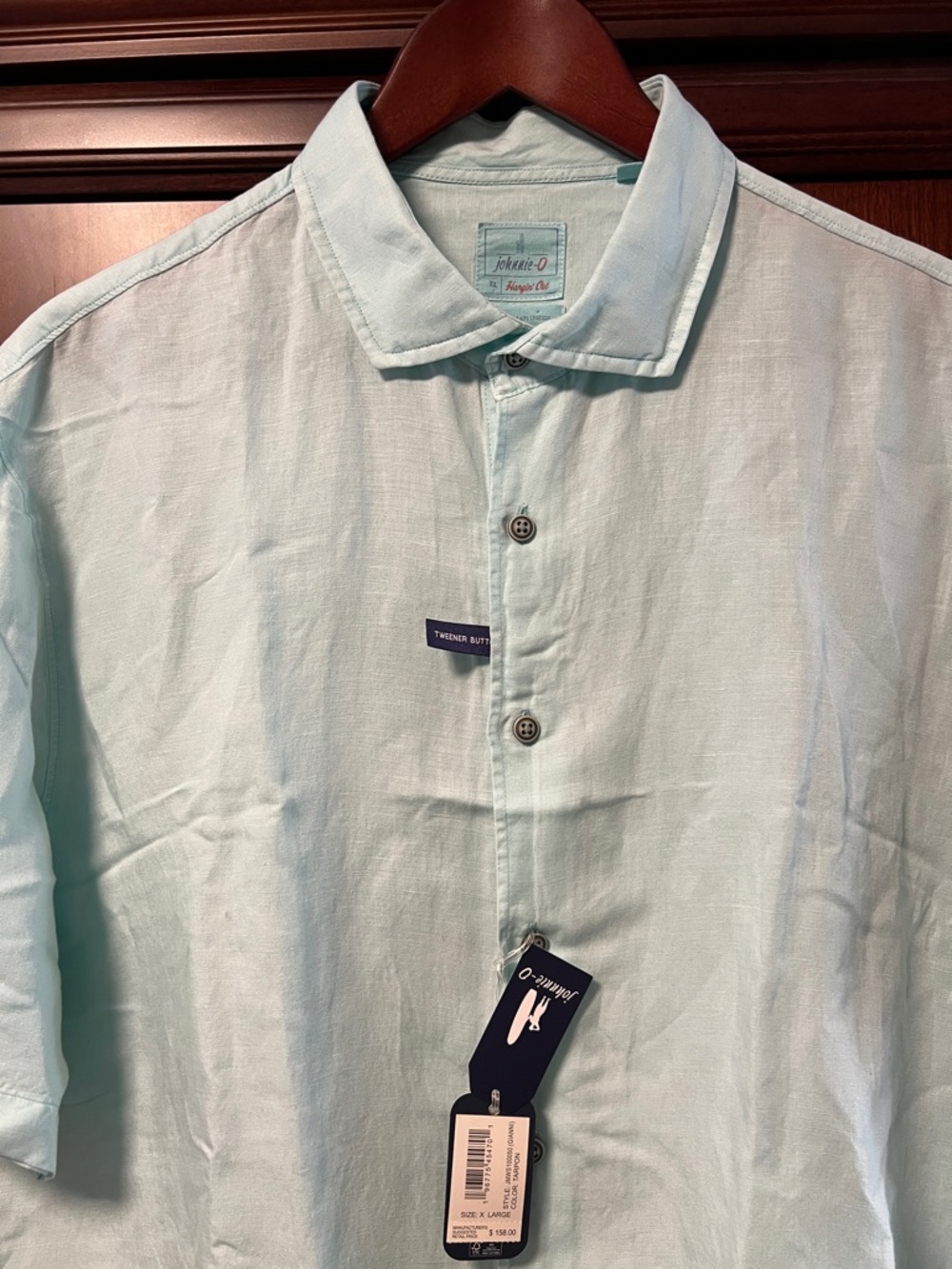 Brand New Johnnie-O Santa Monica, Ca Mint Green Linen blend Hangin Out Shirt!